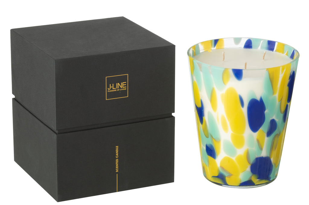 Scented Candle Noa Blue/Yellow Large-95Hours