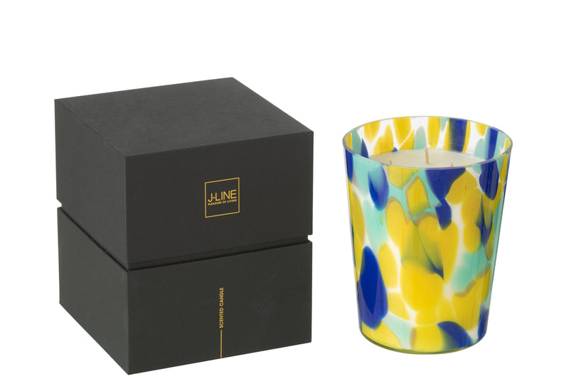 Scented Candle Noa Blue/Yellow Medium-68Hours