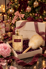 Sfeerbeeld parfum en onderhoudsbundel in kerstcadeaubox