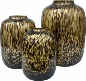 Vaas - Cheetah goud - glas - Luxe zijden bloemen boeket - Kunstbloemen van Sharon Flowers