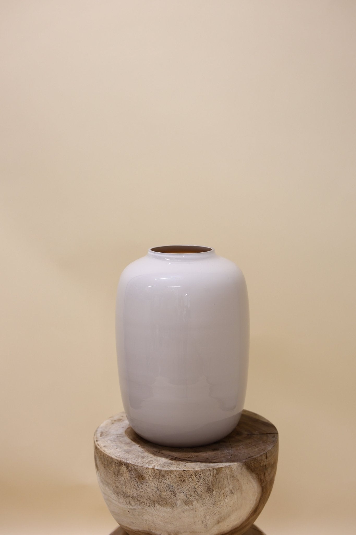 Vaas - Glanzend ivory - Glas - Luxe zijden bloemen boeket - Kunstbloemen van Sharon Flowers