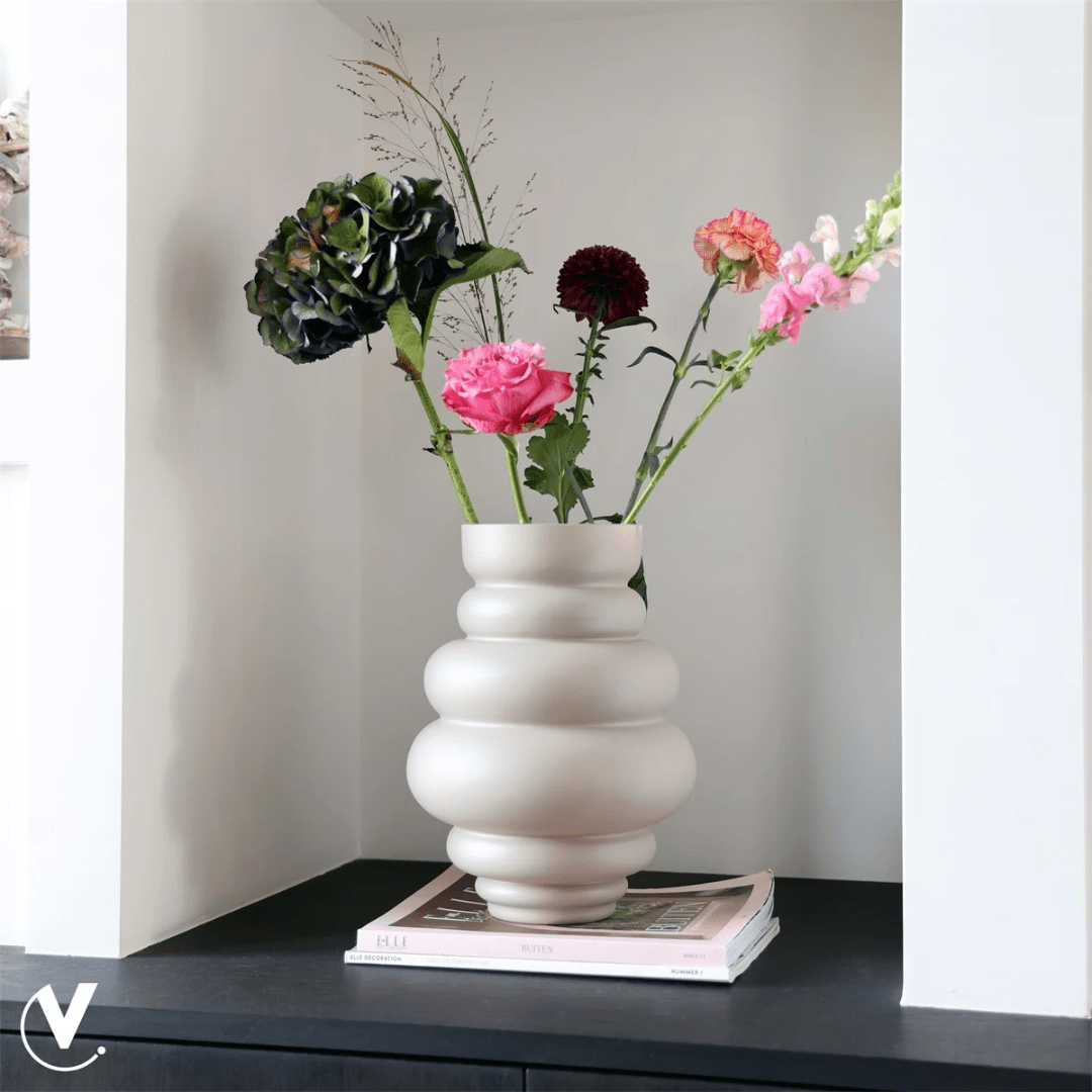 Vaas - Ivory vaas Maputo - glas - Luxe zijden bloemen boeket - Kunstbloemen van Sharon Flowers