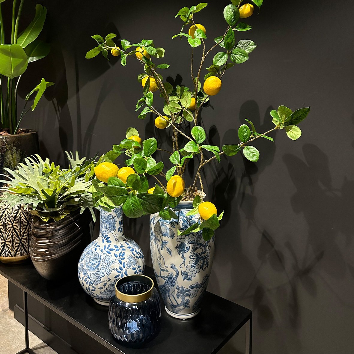 Vaas Jidde Porselein D21 H35 - Luxe zijden bloemen boeket - Kunstbloemen van Sharon Flowers