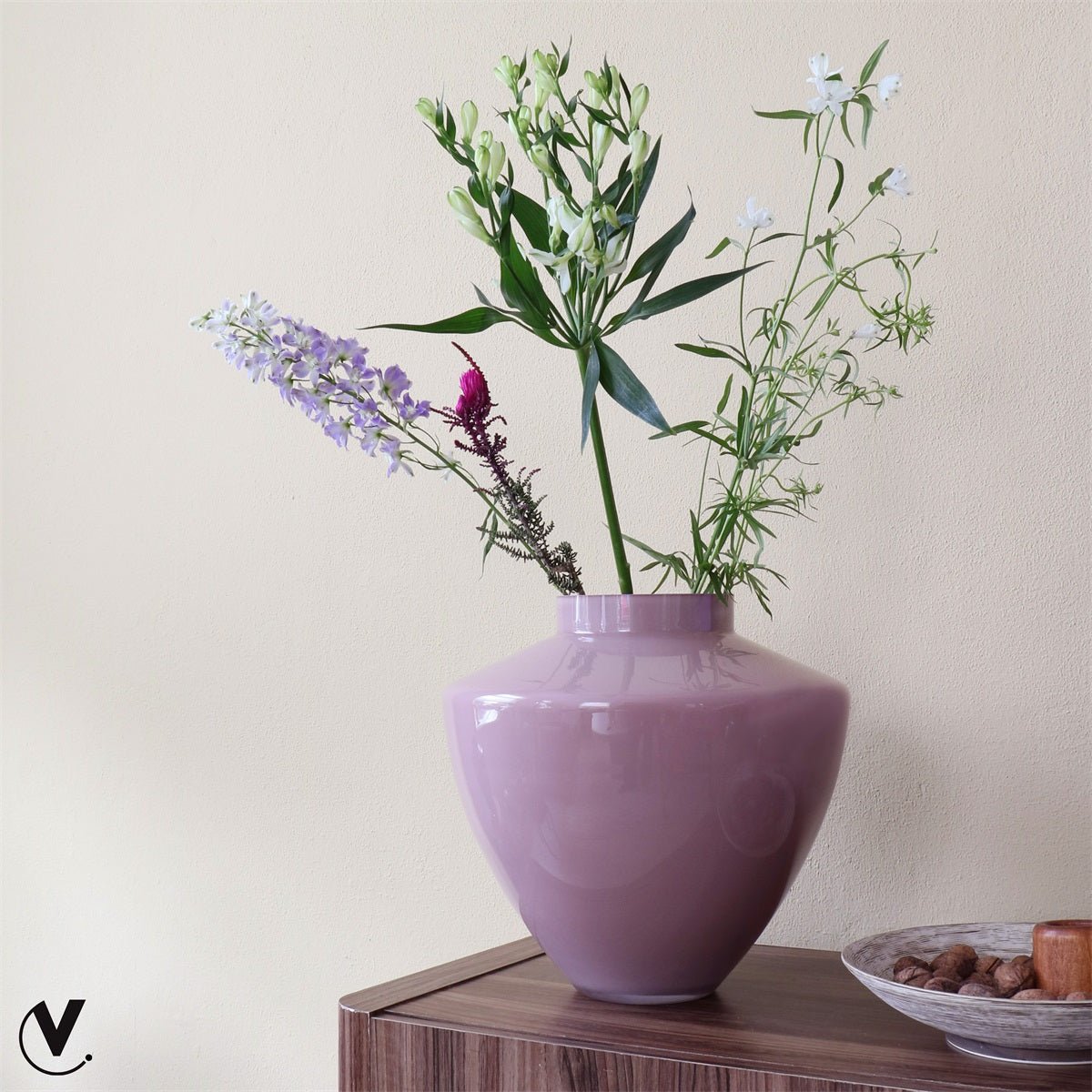Vaas - Kagera pastel pink - glas - Luxe zijden bloemen boeket - Kunstbloemen van Sharon Flowers
