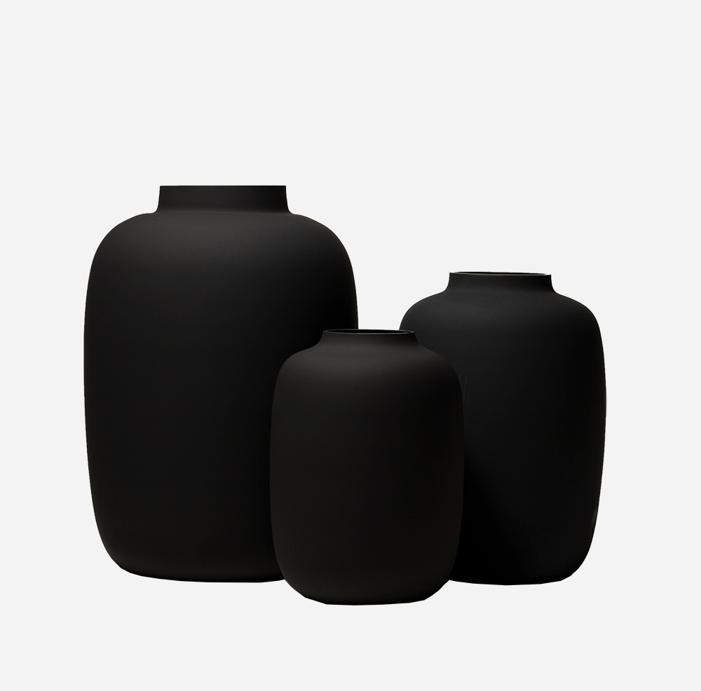 Vaas - zwart matt - glas - Luxe zijden bloemen boeket - Kunstbloemen van Sharon Flowers