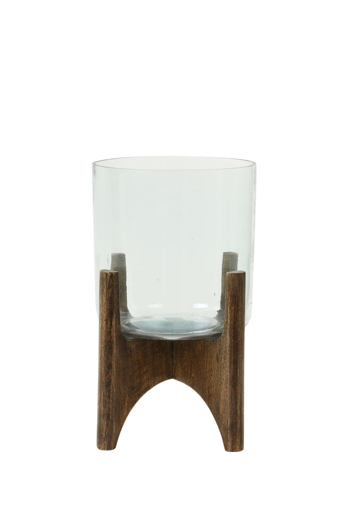 Vase on base 22,5x33,5 cm JACE glass+wood brown