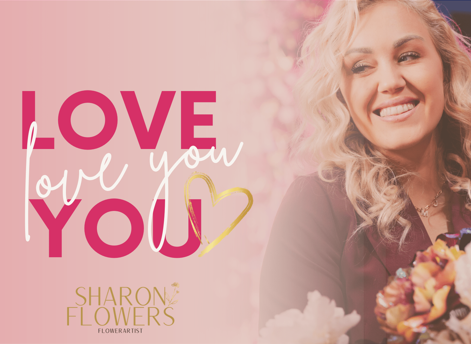 Wenskaartje Sharon Flowers - Luxe zijden bloemen boeket - Kunstbloemen van Sharon Flowers