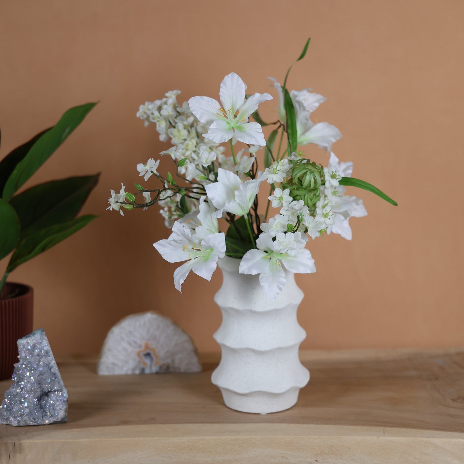 Zijden boeket - Mini Essie inclusief vaas.