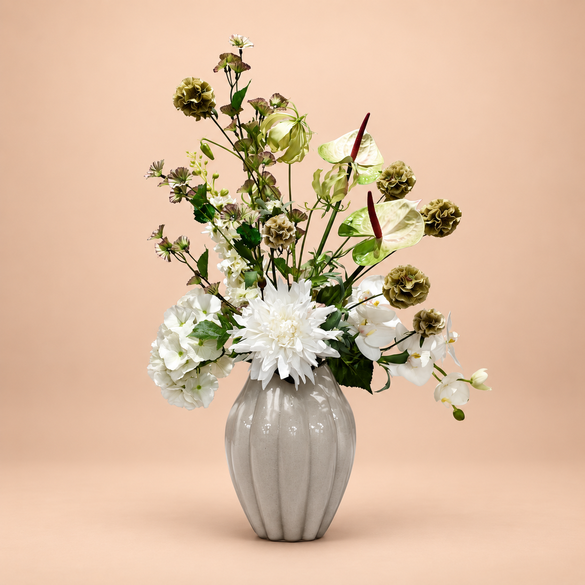 Zijden boeket Botanical Ivory – inclusief vaas