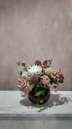 Originele productfoto van zijden boeket Peach Romance inclusief vaas