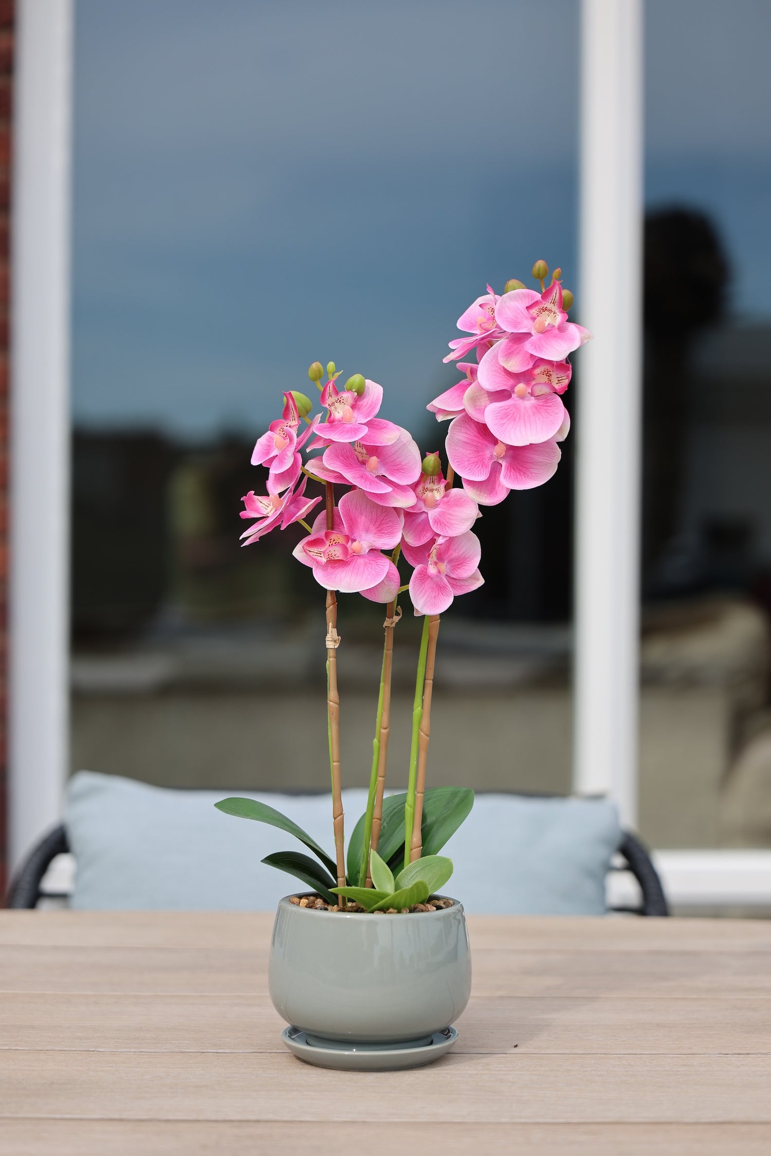 Orchidee zijden buitenplant roze 43cm