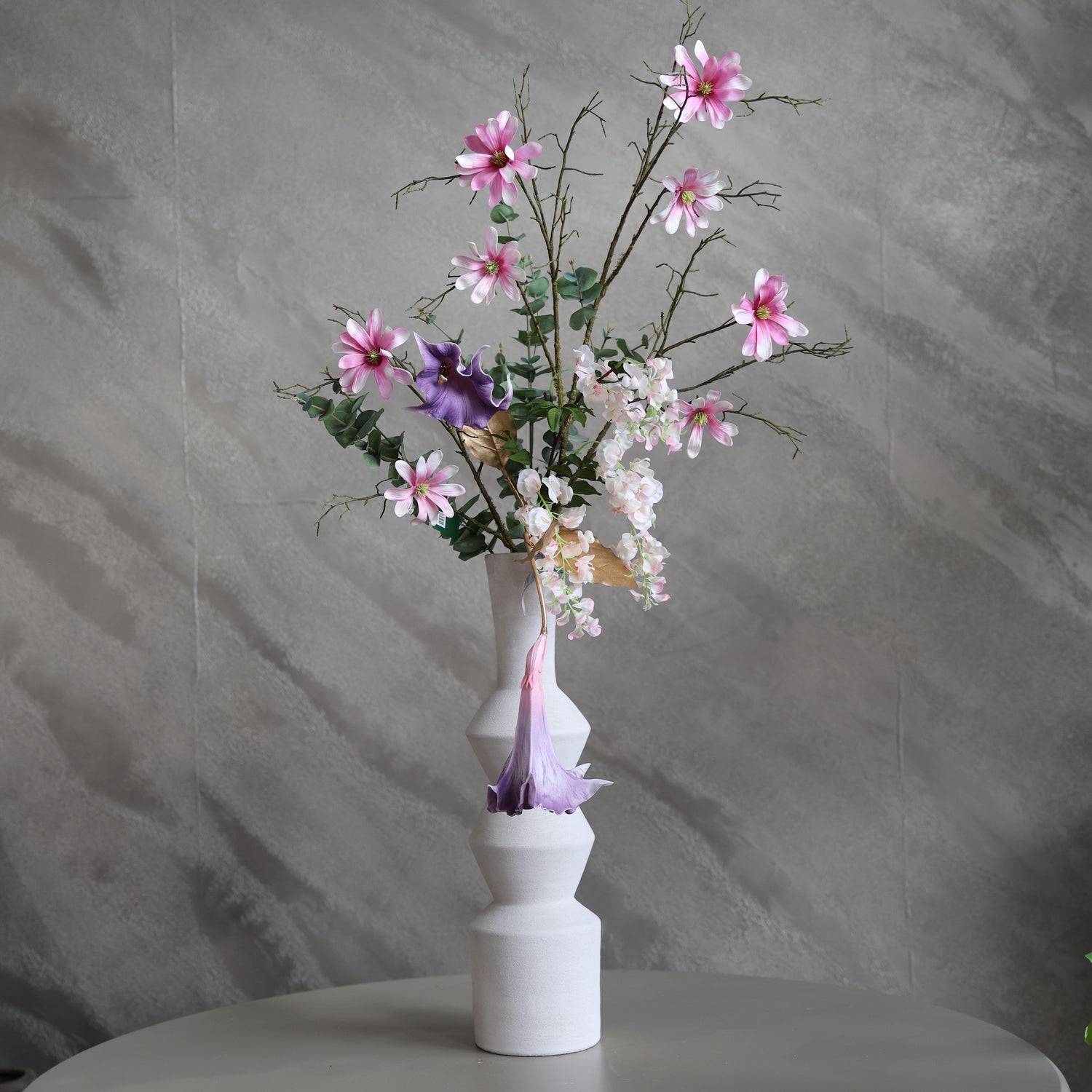 Zijdenboeket Pink Poetry - incl vaas - 120x60