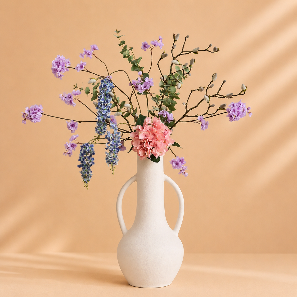 Zijdenboeket Blush - incl vaas - 100x90