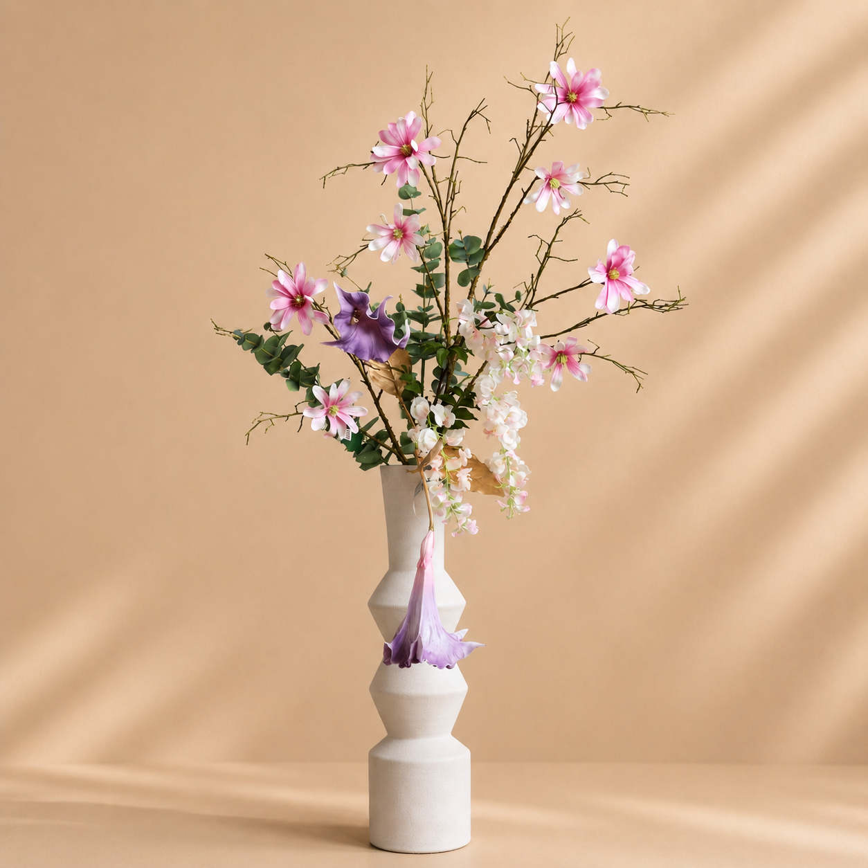Zijdenboeket Pink Poetry - incl vaas - 120x60