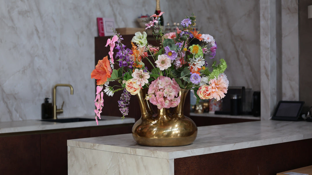 Zijdenboeket Pastel Garden – incl. Toetervaas - L