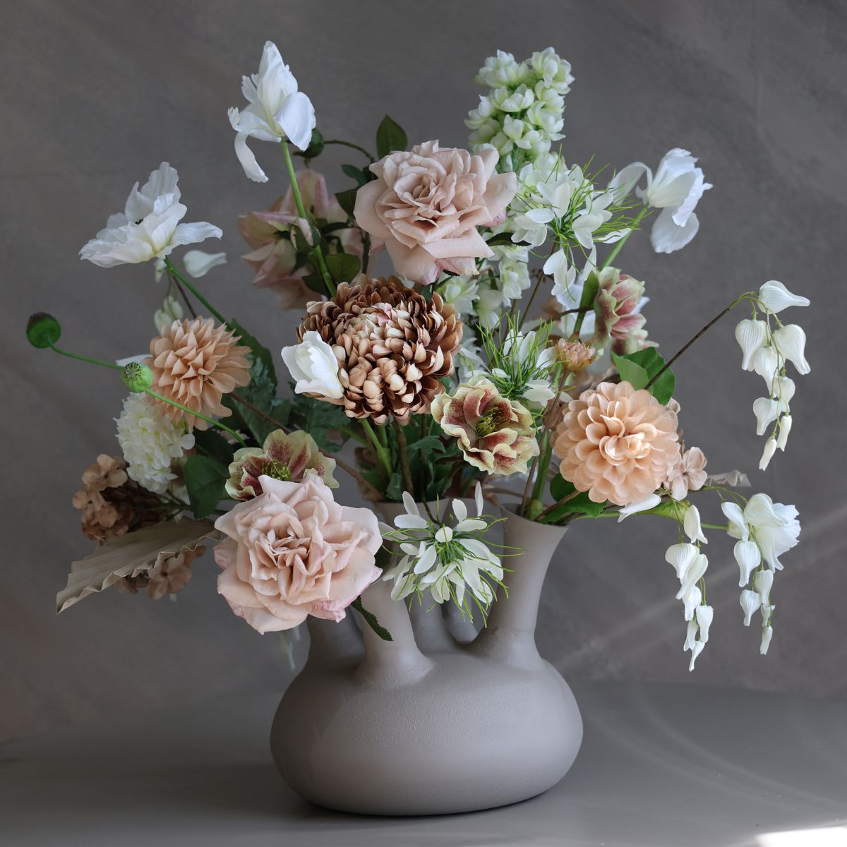 Zijdenboeket Natural Beige – incl. Toetervaas