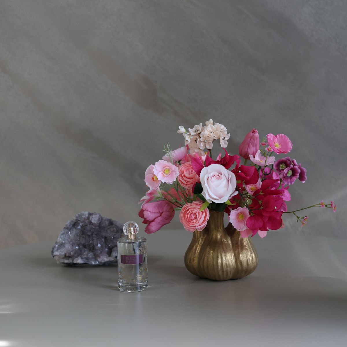 Zijdenboeket Pink Romance – incl. Toetervaas - S