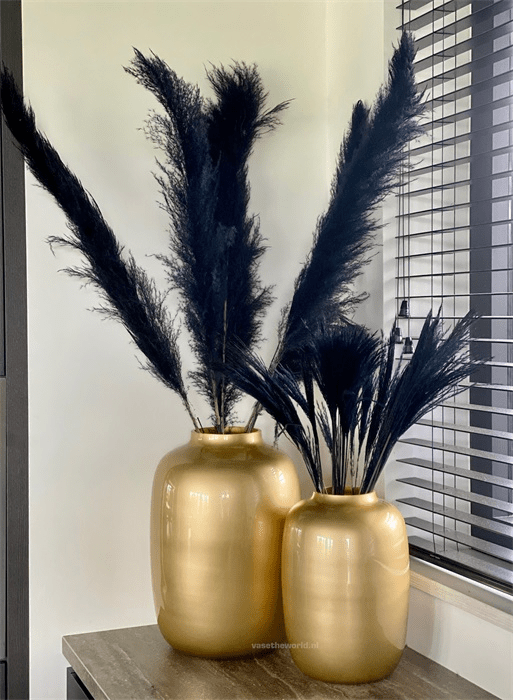 Vaas - goud - glas - Luxe zijden bloemen boeket - Kunstbloemen van Sharon Flowers