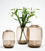 Vaas - Taupe bruin - glas - Luxe zijden bloemen boeket - Kunstbloemen van Sharon Flowers