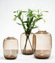 Vaas - Taupe bruin - glas - Luxe zijden bloemen boeket - Kunstbloemen van Sharon Flowers